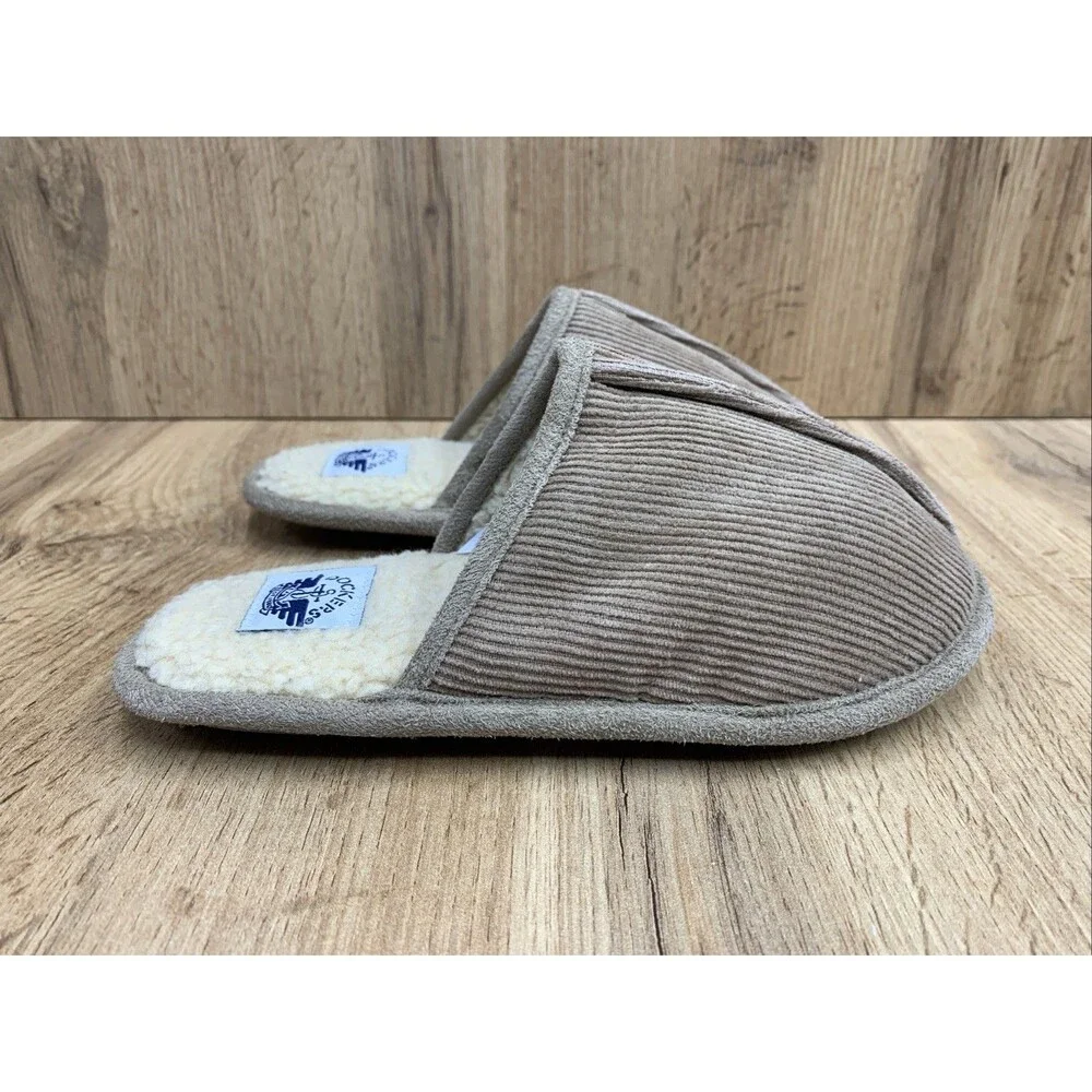 Dockers Boys Brown Split Toe Slippers Fur Footbed Slide On Size 13 M